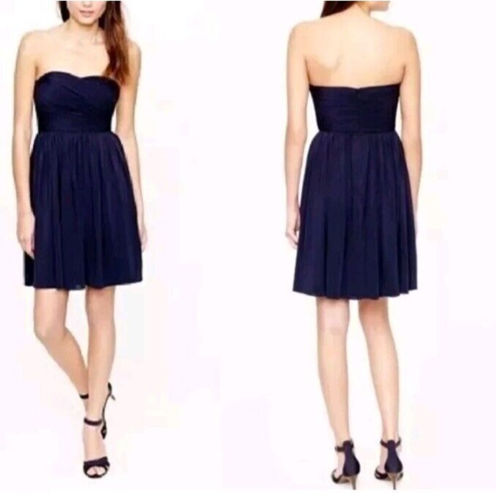 J.Crew Arabelle Dark Navy Blue Crepe Strapless Dress Dresses Strapless Sz 6 NWT